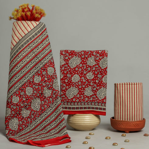 Bagru Print Cotton Suit Set with Mulmul Dupatta (PRMUL83)